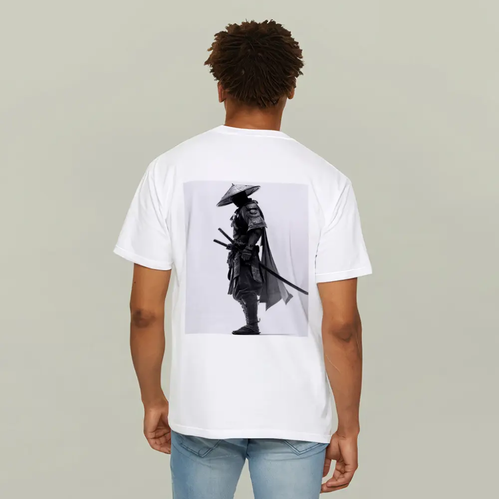 Black and White Samurai Warrior with Katana – T-Shirts