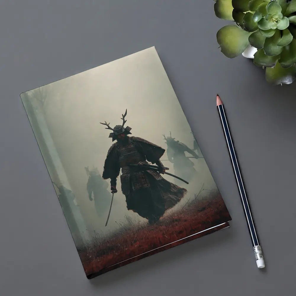 Samurai Warrior Walking Through Misty Battlefield – Notebooks
