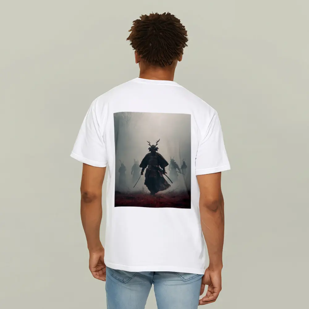 Samurai Warrior Walking Through Misty Battlefield – T-Shirts