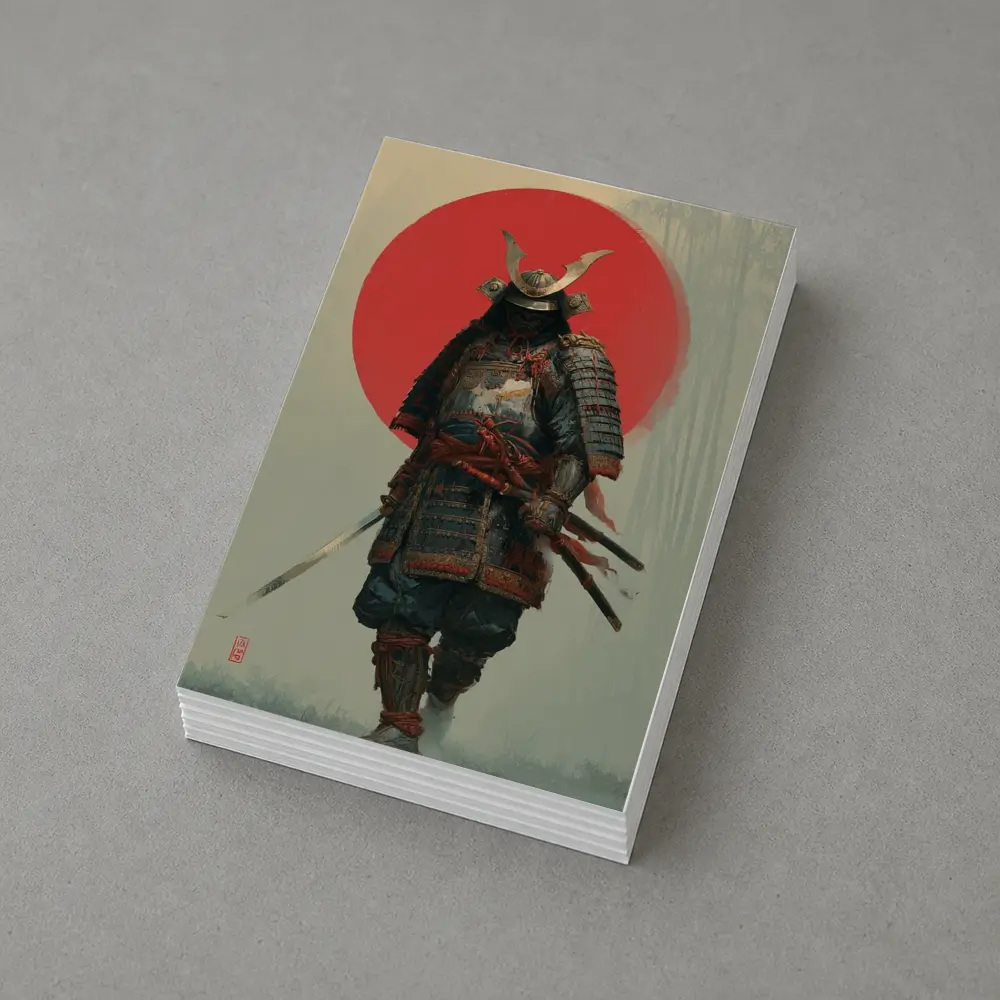 Samurai Warrior Red Sun Misty Forest – Postcards