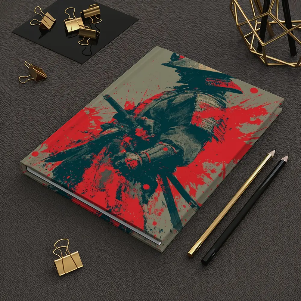 Samurai Warrior Red Ink Splash Art – Notebooks