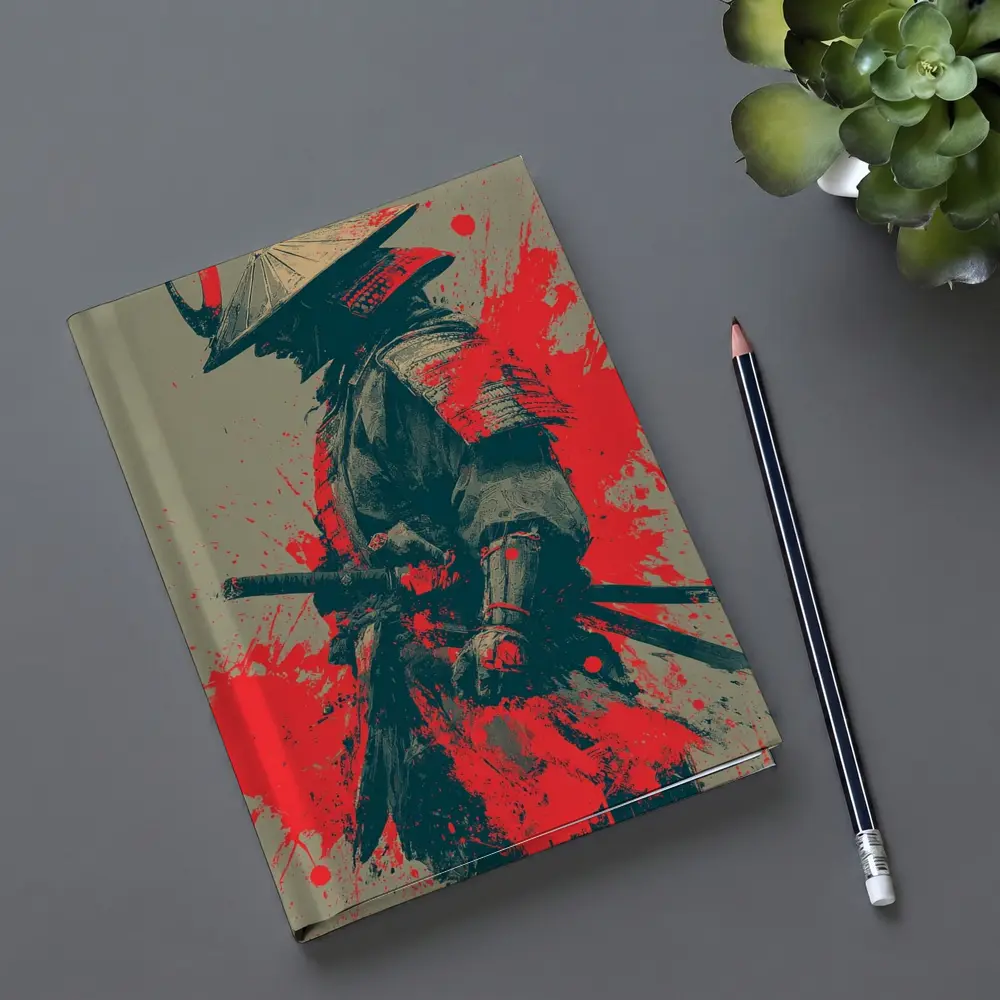 Samurai Warrior Red Ink Splash Art – Notebooks