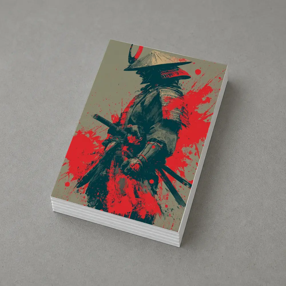 Samurai Warrior Red Ink Splash Art – Postcards
