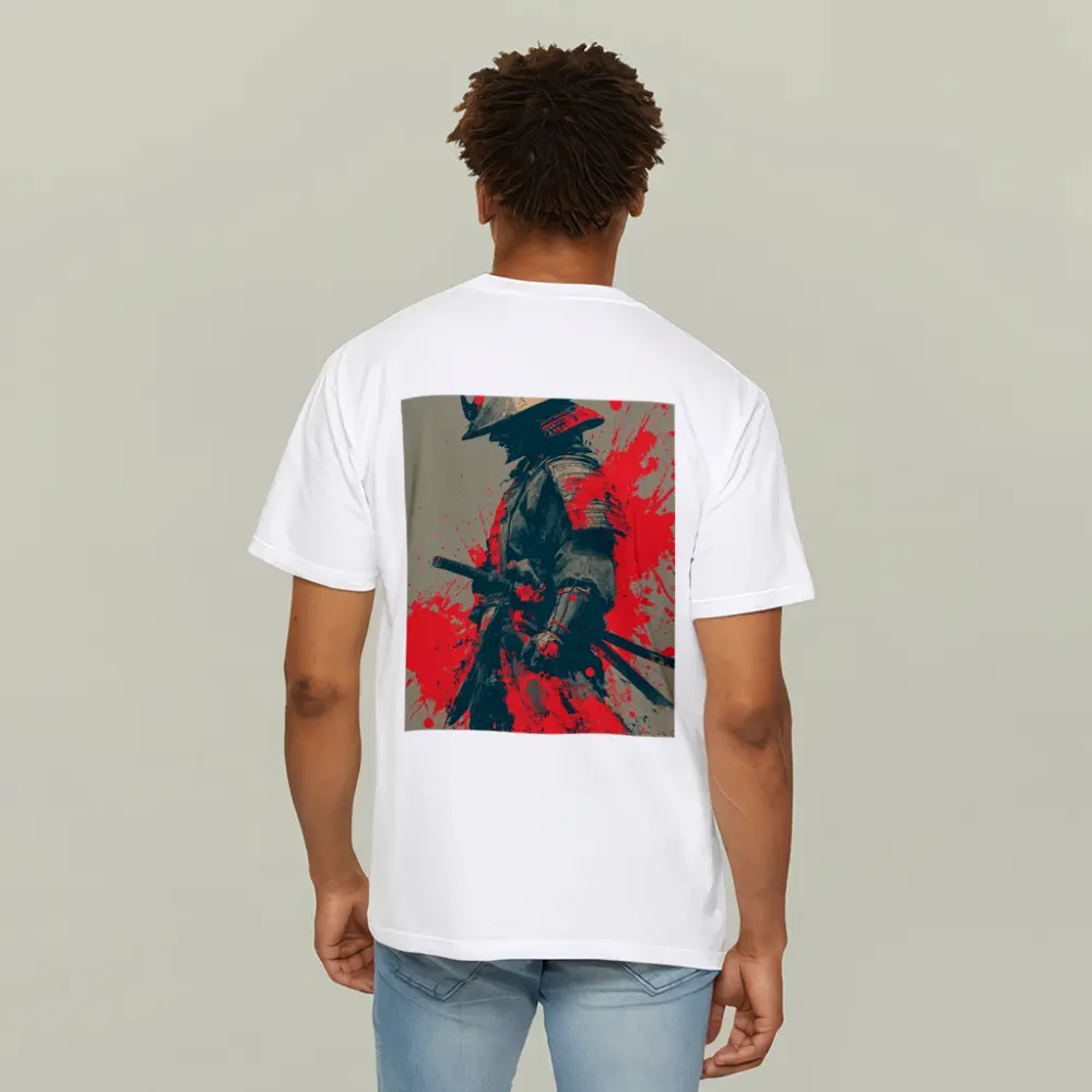 Samurai Warrior Red Ink Splash Art – T-Shirts