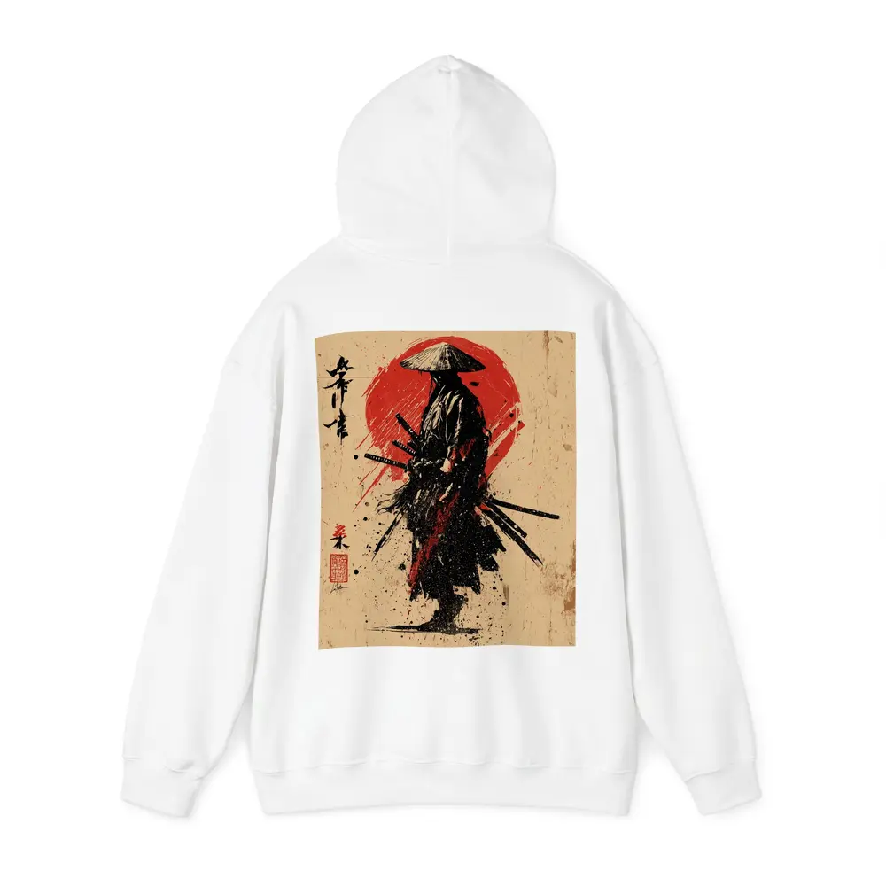 Samurai Warrior Red Sun Ink Art – Hoodies