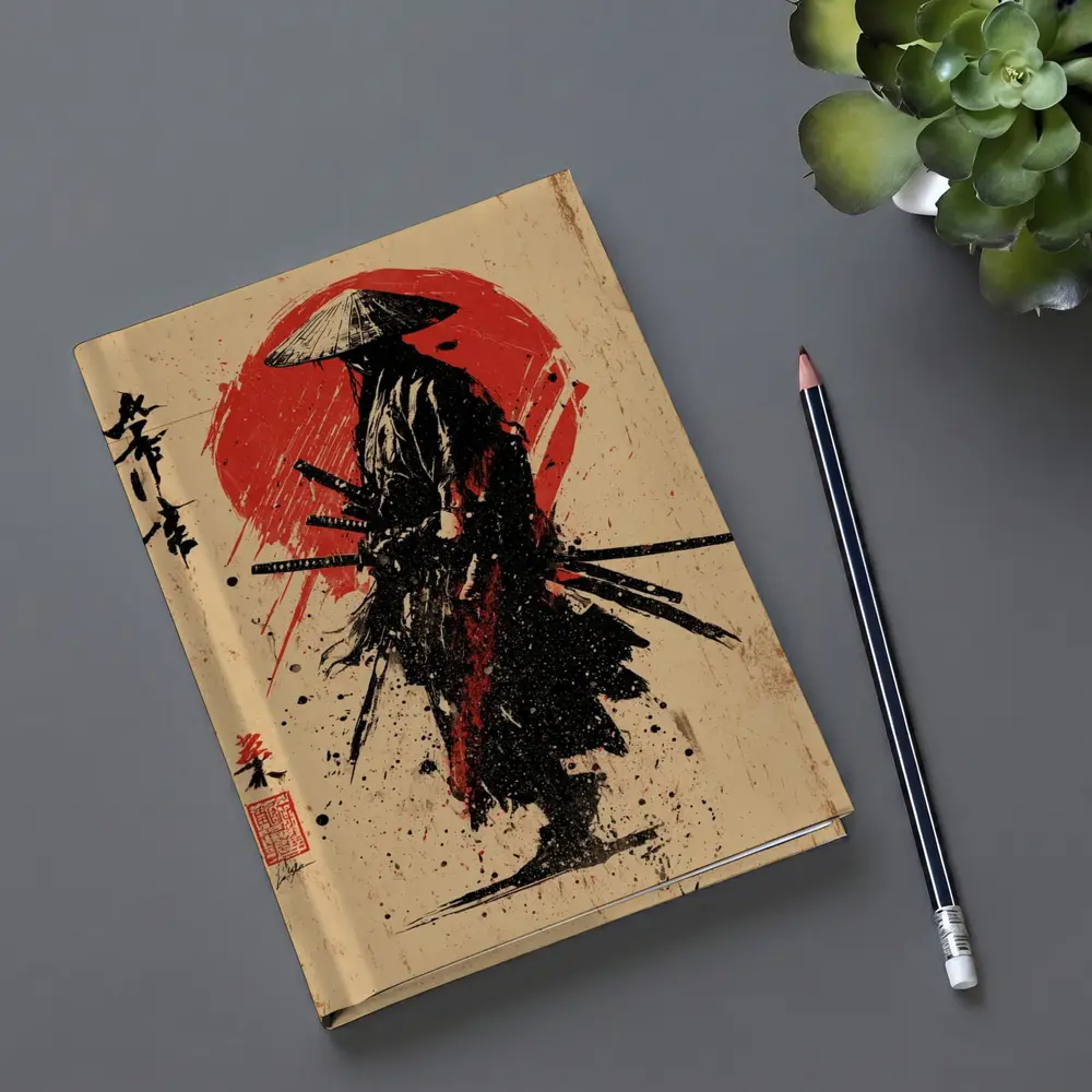 Samurai Warrior Red Sun Ink Art – Notebooks
