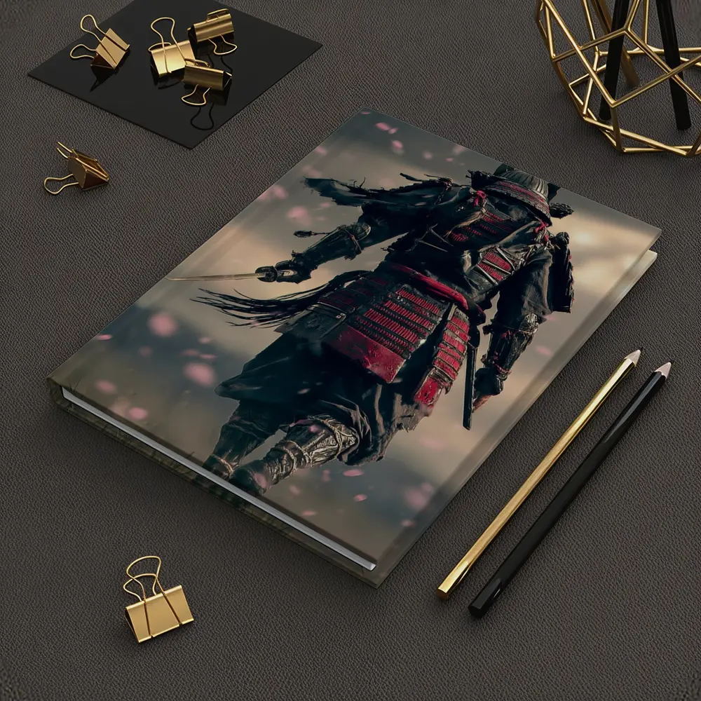 Samurai Warrior Walking Through Cherry Blossom Field – Notebooks
