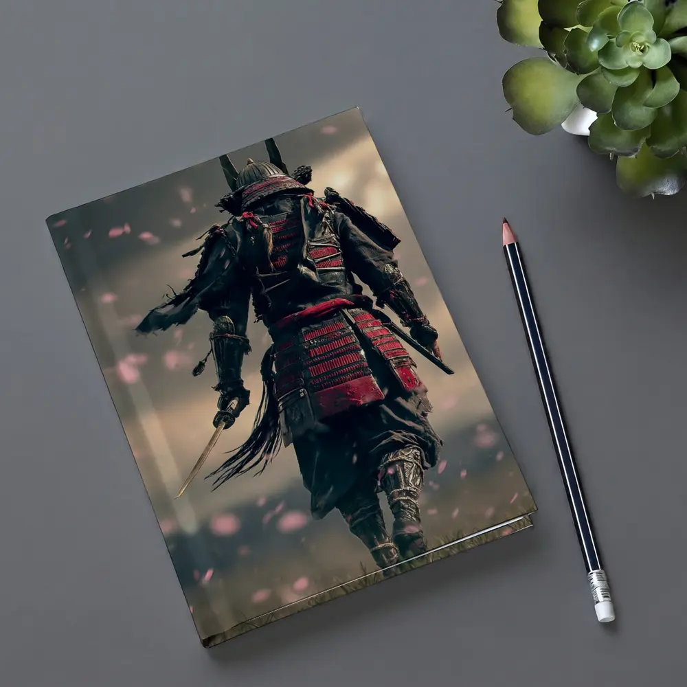 Samurai Warrior Walking Through Cherry Blossom Field – Notebooks