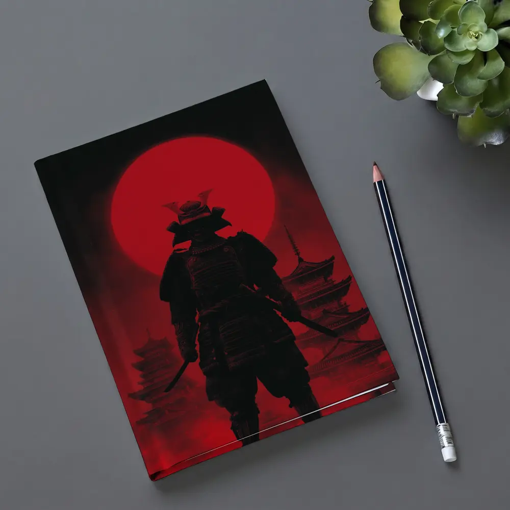 Samurai Warrior Red Moon Pagoda Night – Notebooks