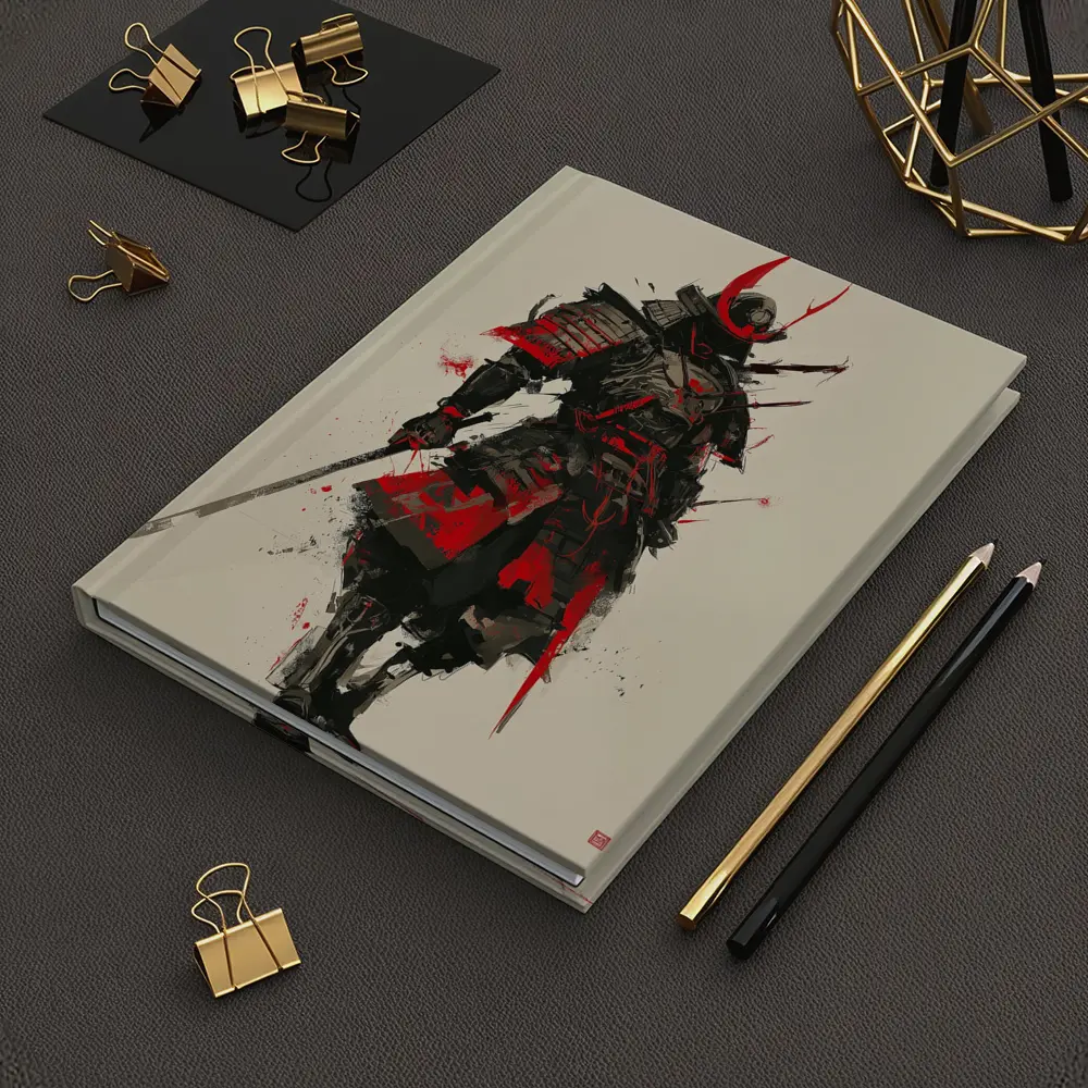 Dark Samurai Warrior Red Ink Art – Notebooks