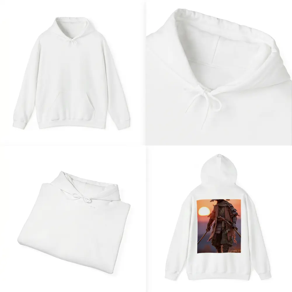 Lone Samurai Warrior Standing at Sunset – Hoodies