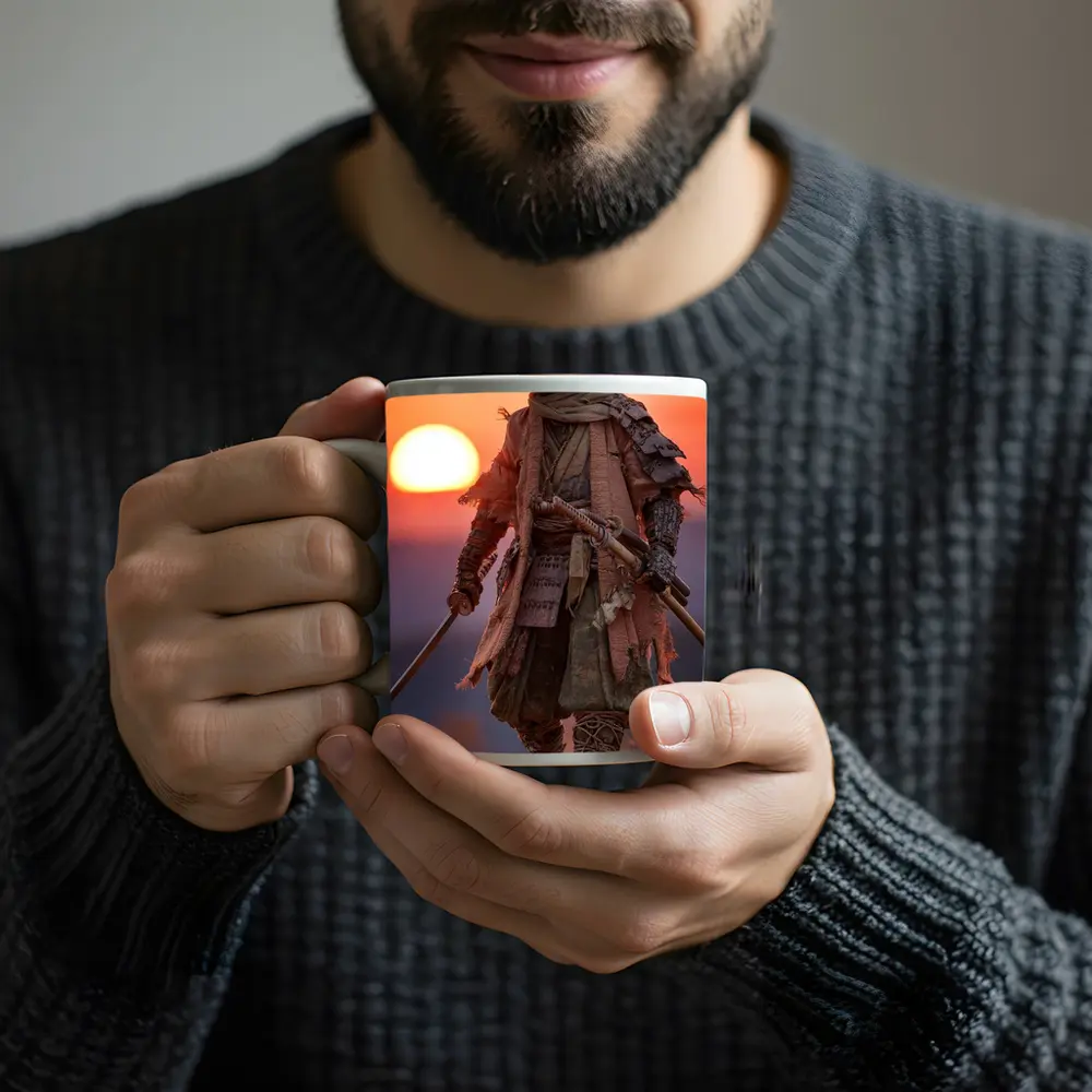 Lone Samurai Warrior Standing at Sunset – Mugs