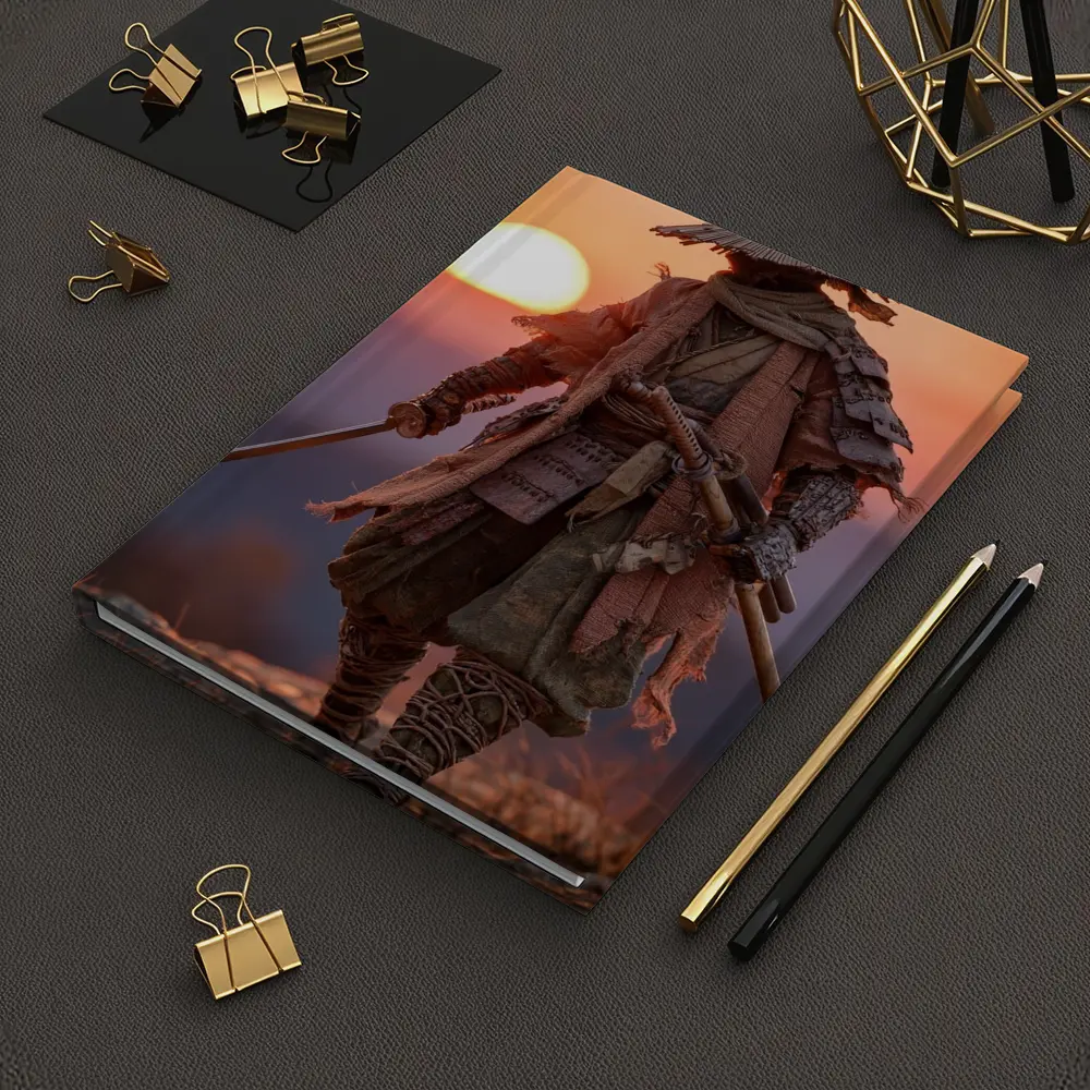 Lone Samurai Warrior Standing at Sunset – Notebooks