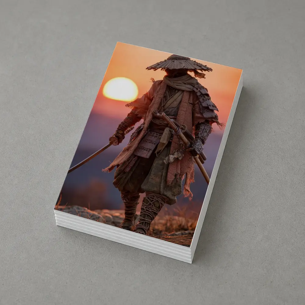Lone Samurai Warrior Standing at Sunset – Postcards