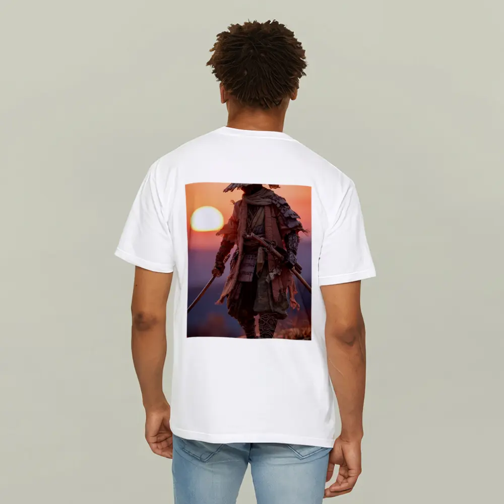 Lone Samurai Warrior Standing at Sunset – T-Shirts