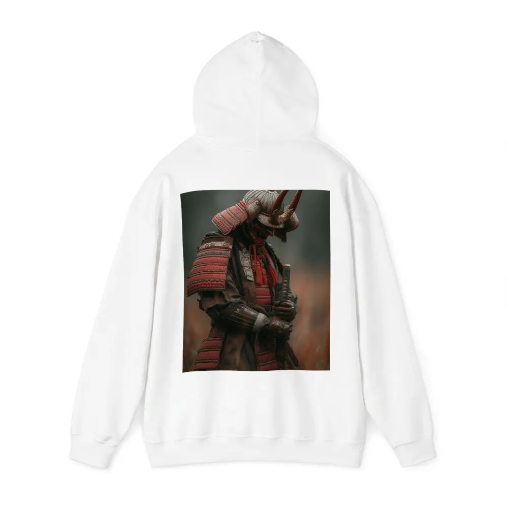 Red Armored Samurai Warrior In Misty Field – Hoodies