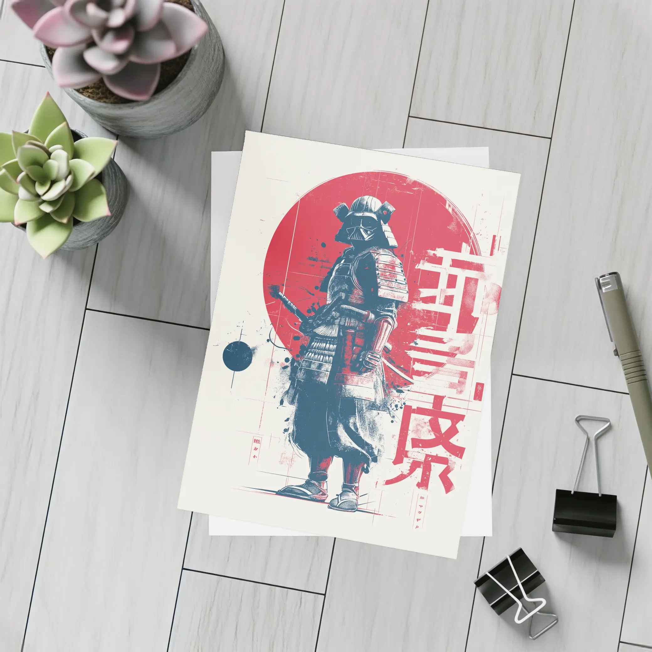 Darth Vader Samurai Red Sun Japanese Art – Postcards