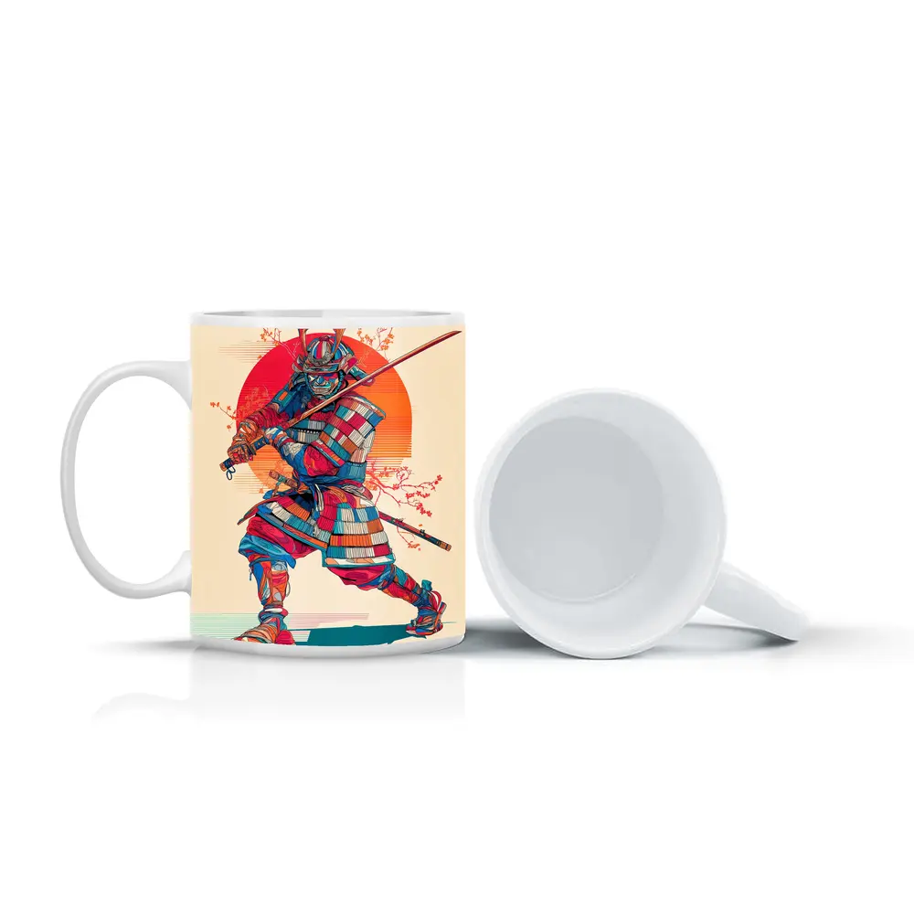 Samurai Warrior Red Sun Cherry Blossoms – Mugs