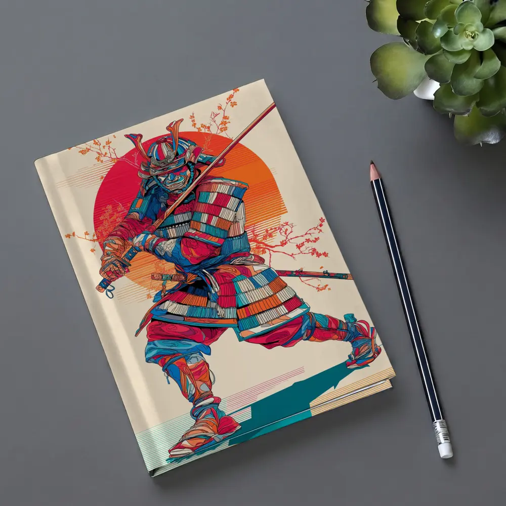 Samurai Warrior Red Sun Cherry Blossoms – Notebooks