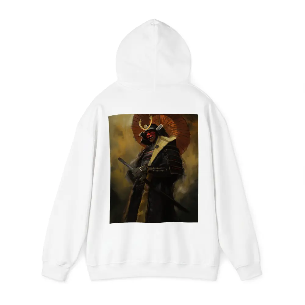 Red Masked Samurai Warrior Dark Painted Background – Hoodies