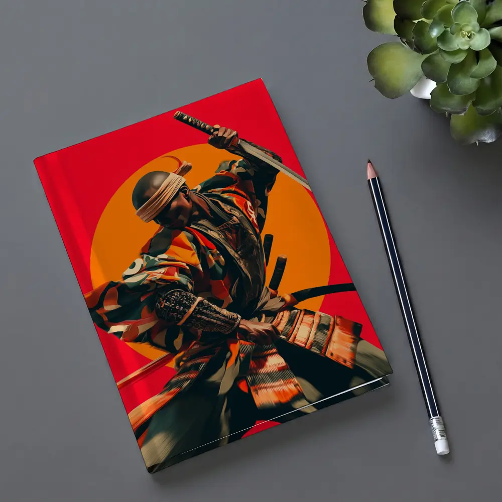 Samurai Warrior Red Sun Background Art – Notebooks