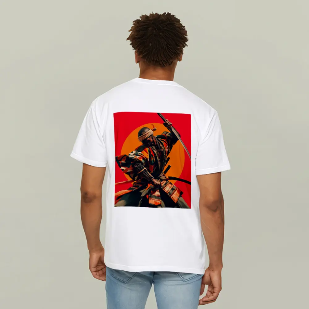 Samurai Warrior Red Sun Background Art – T-Shirts