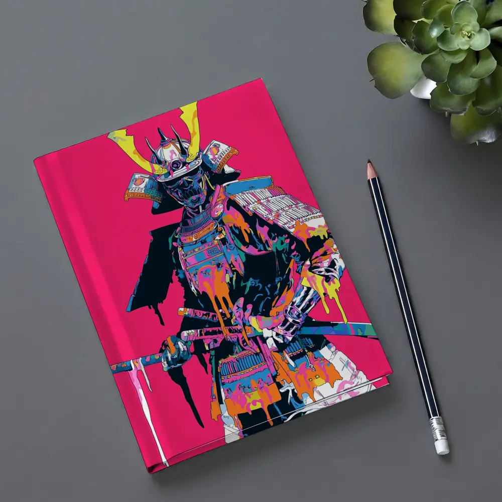Neon Samurai Warrior Pink Pop Art – Notebooks