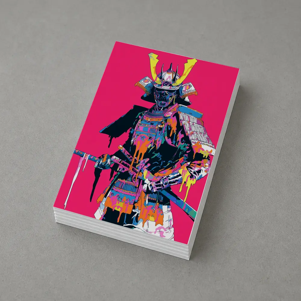 Neon Samurai Warrior Pink Pop Art – Postcards