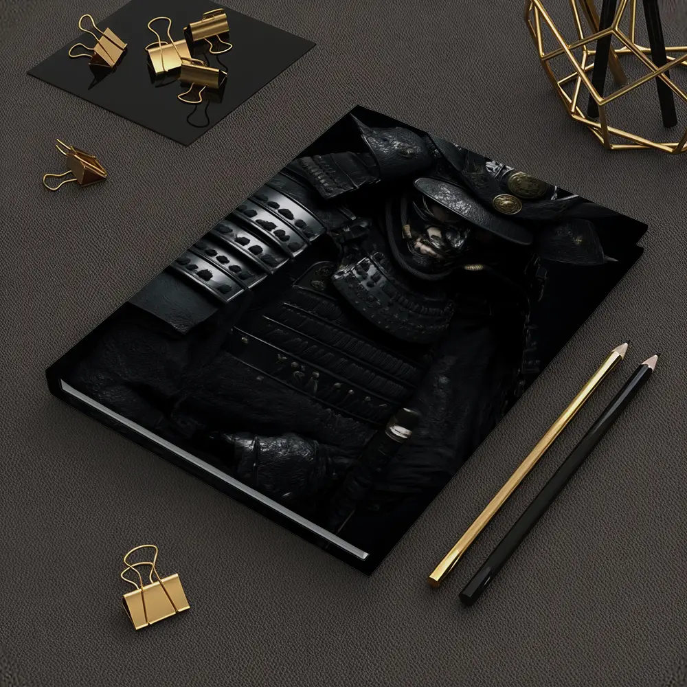 Black Samurai Warrior Full Armor Dark Background – Notebooks