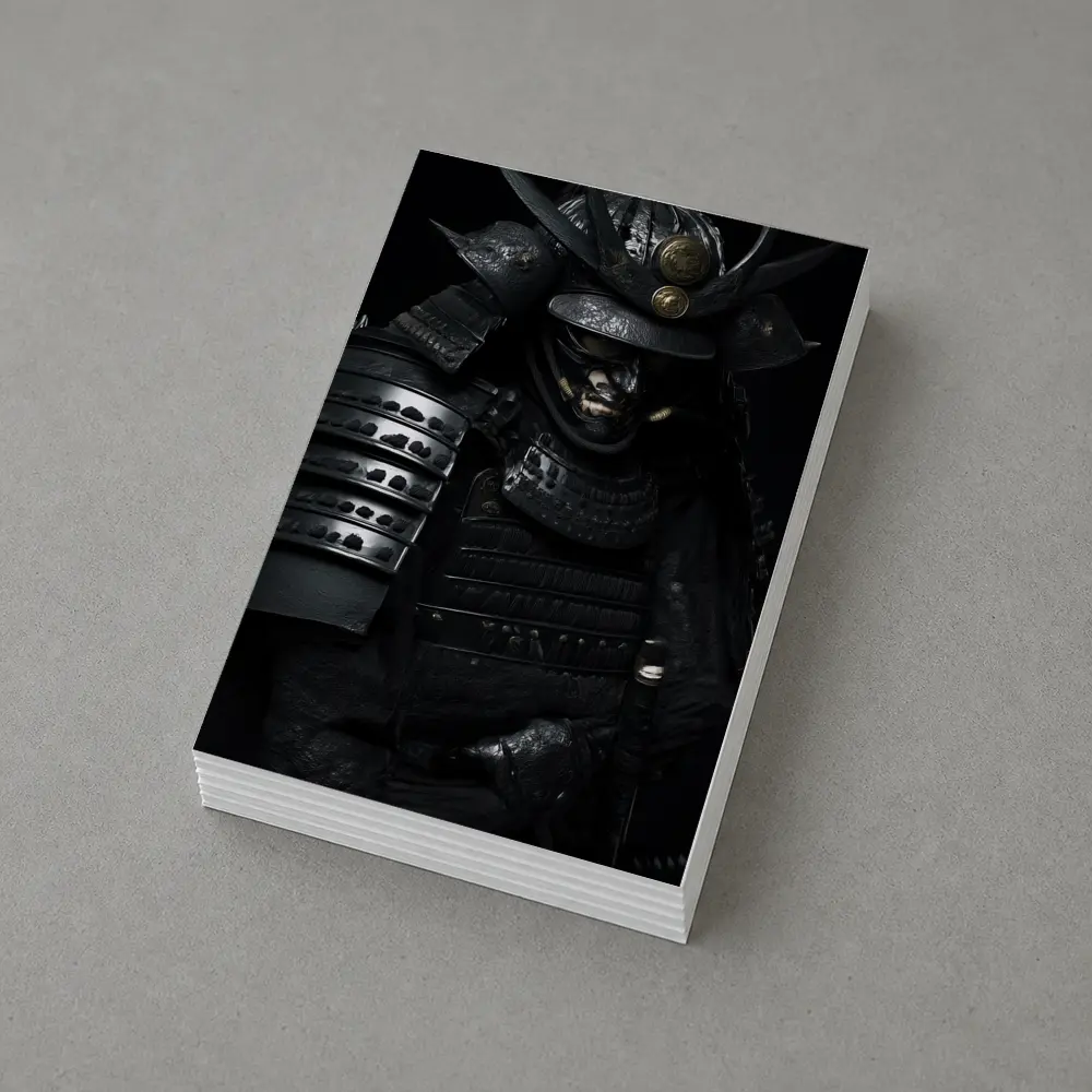 Black Samurai Warrior Full Armor Dark Background – Postcards