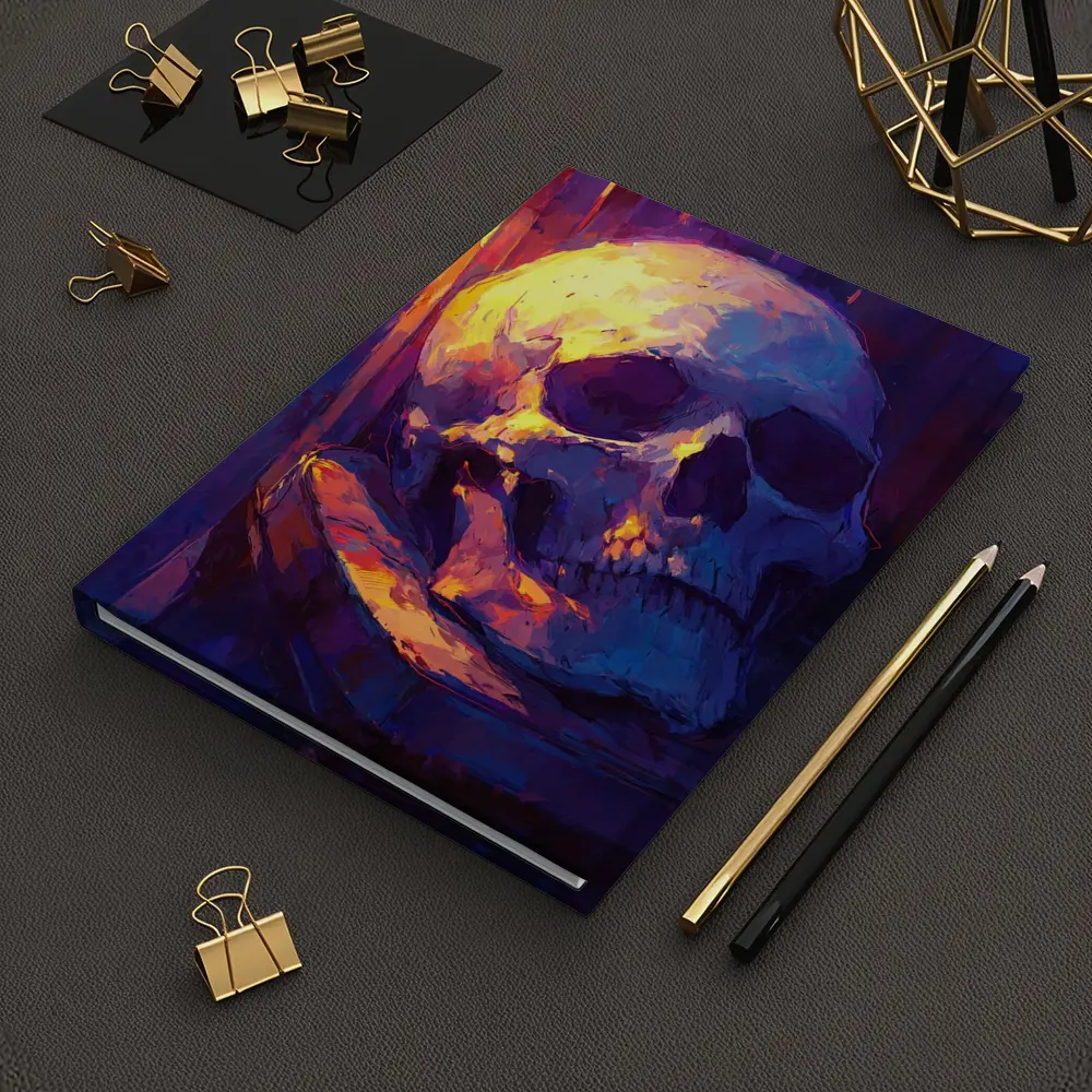 Skull Oil Painting Purple Blue Moody Light – Notebooks