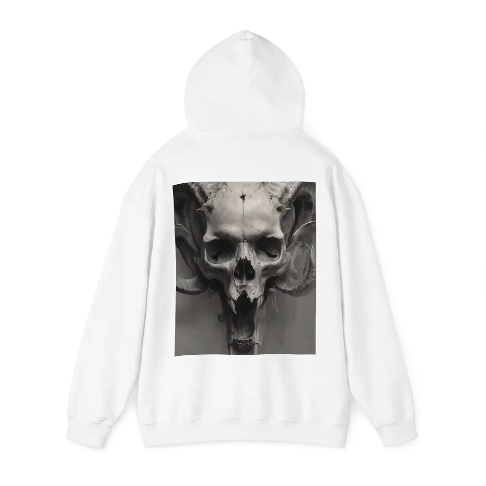 Ram Skull With Horns Gray Background – Hoodies