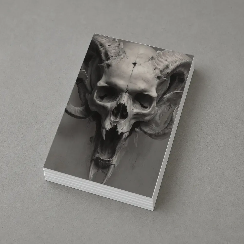 Ram Skull With Horns Gray Background – Postcards