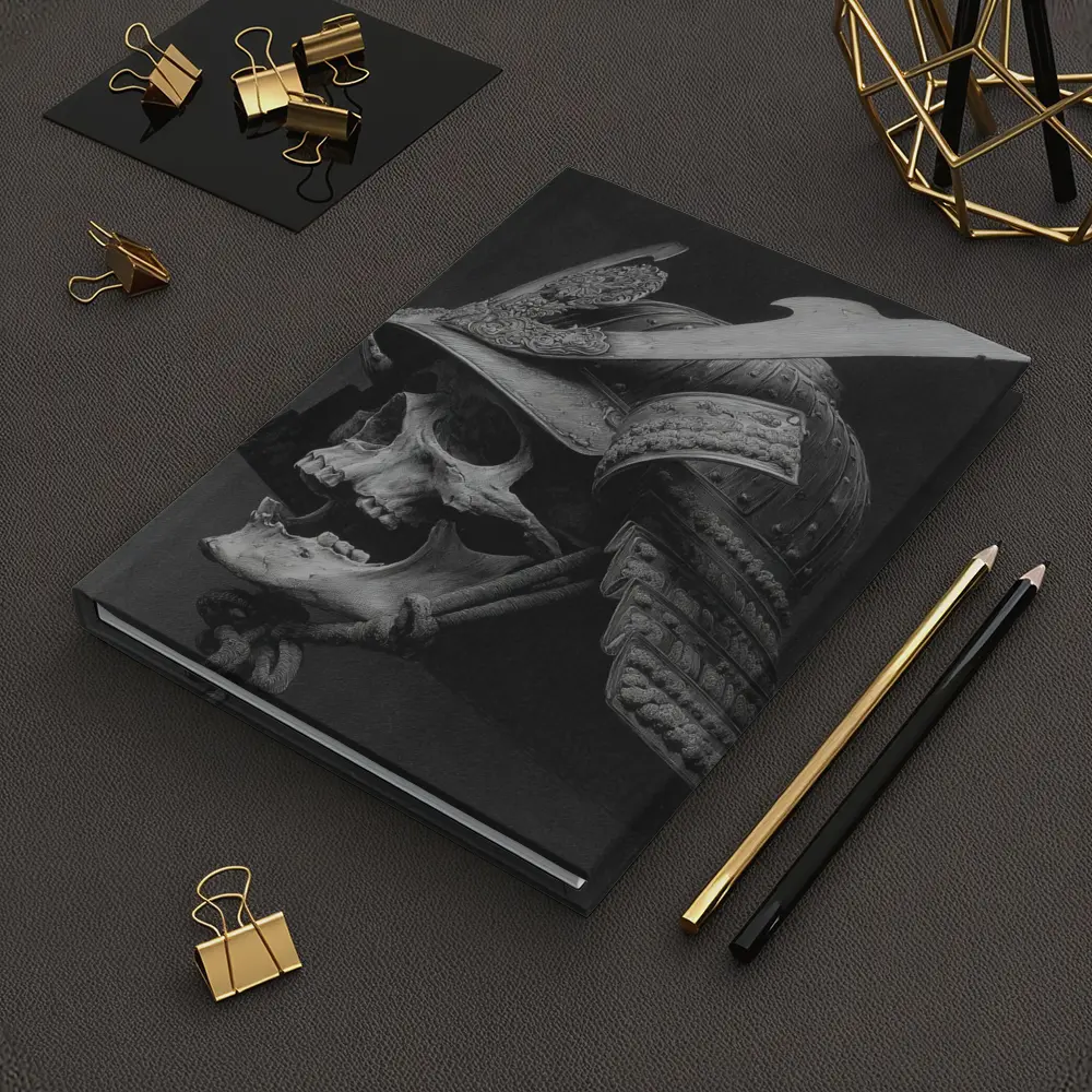 Samurai Skull Helmet Dark Gray Background – Notebooks
