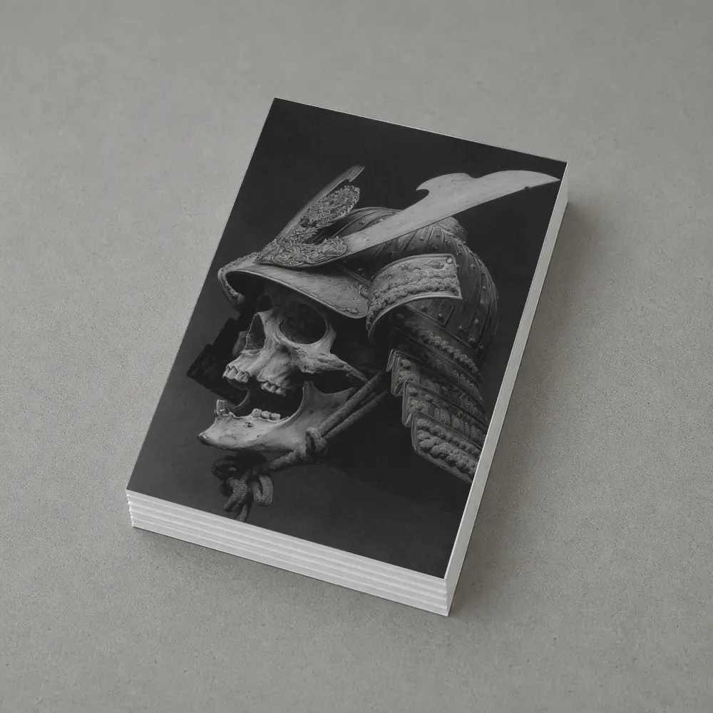 Samurai Skull Helmet Dark Gray Background – Postcards