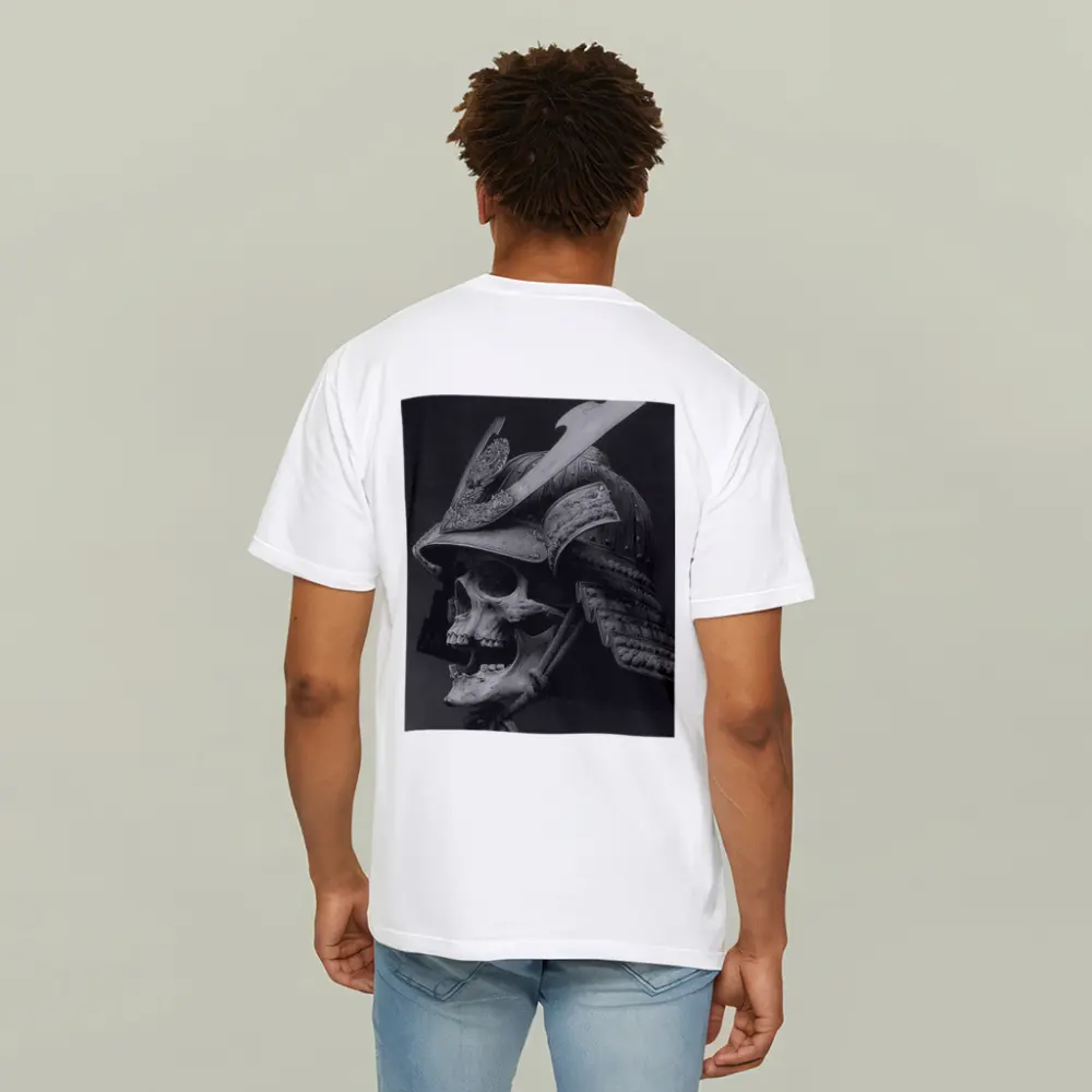 Samurai Skull Helmet Dark Gray Background – T-Shirts
