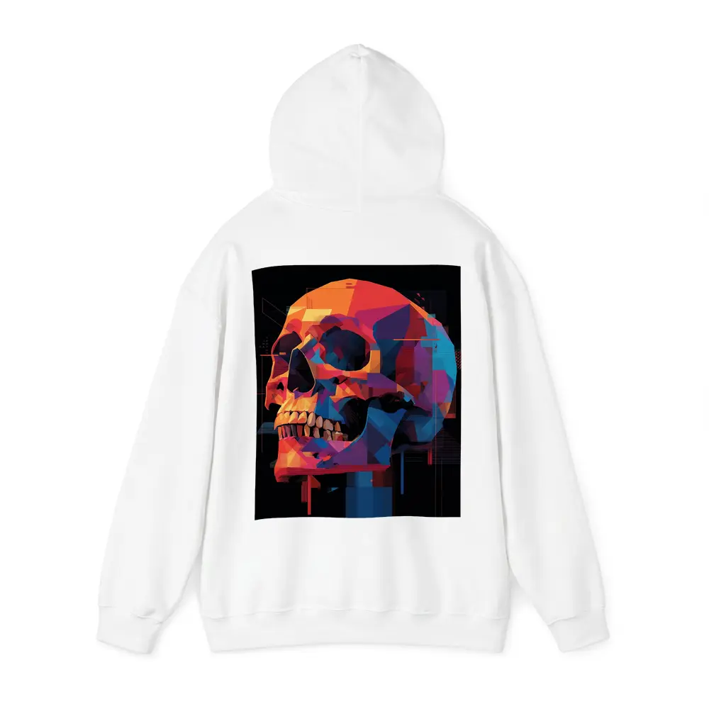 Geometric Skull Colorful Glitch Art Black Background – Hoodies