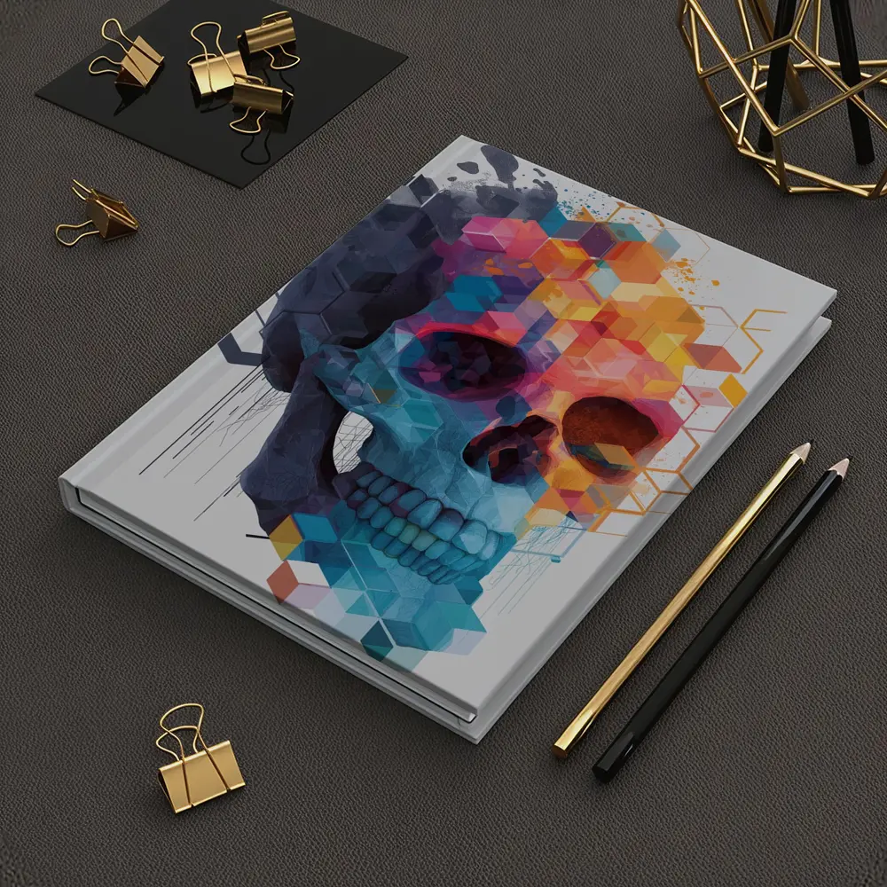 Geometric Skull Colorful Cubist Art Design – Notebooks