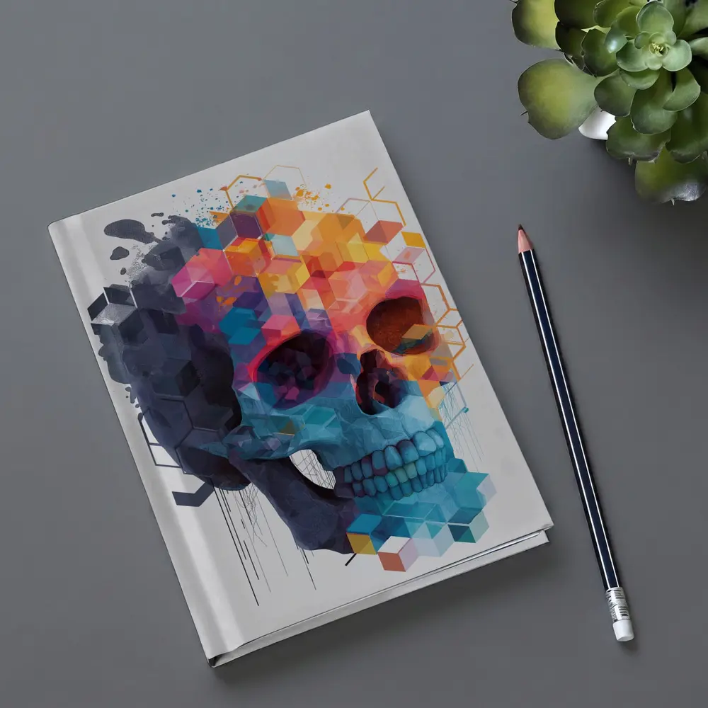Geometric Skull Colorful Cubist Art Design – Notebooks