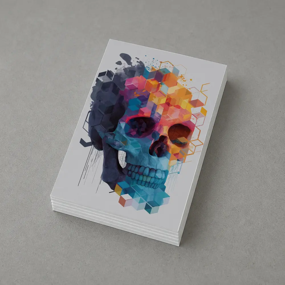 Geometric Skull Colorful Cubist Art Design – Postcards