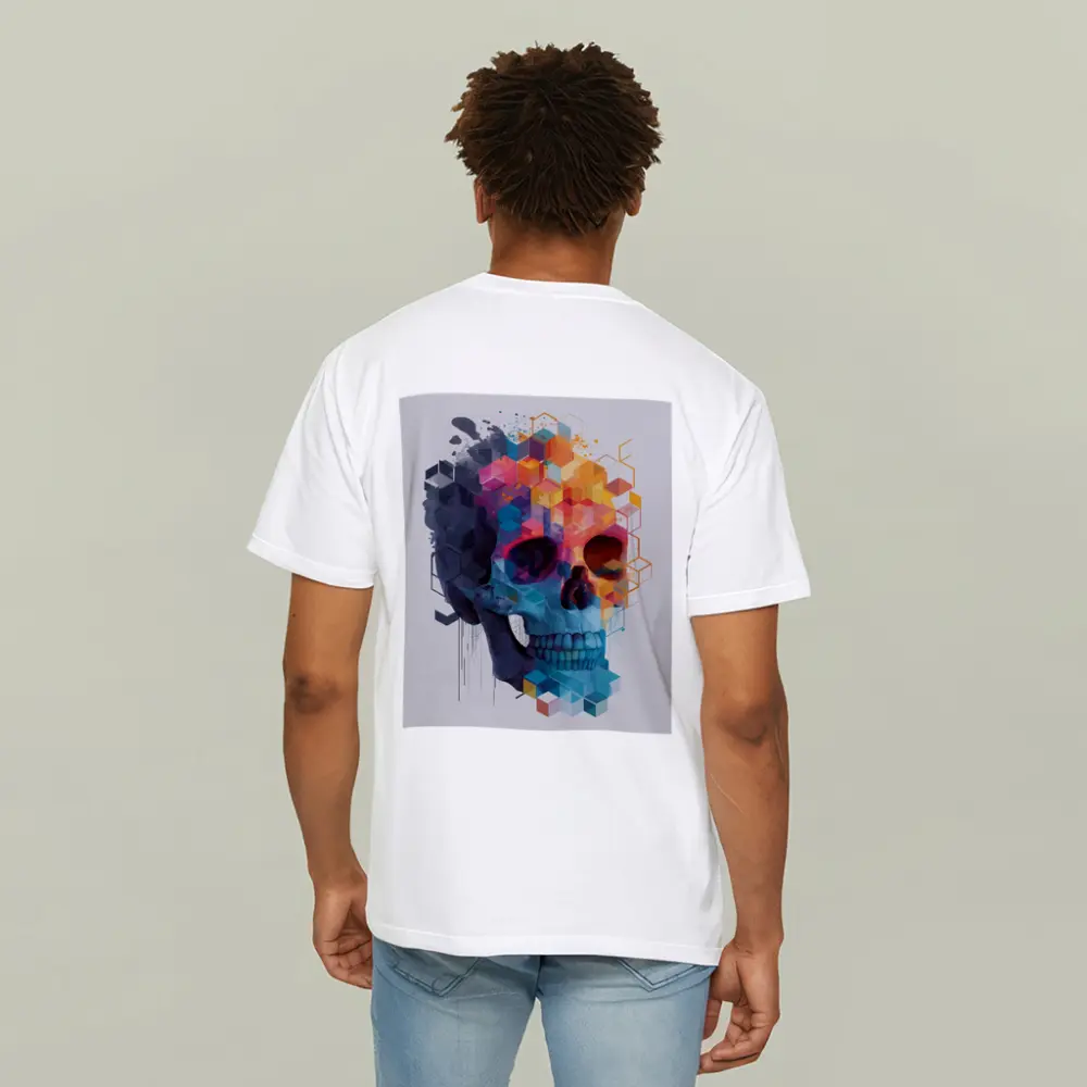 Geometric Skull Colorful Cubist Art Design – T-Shirts