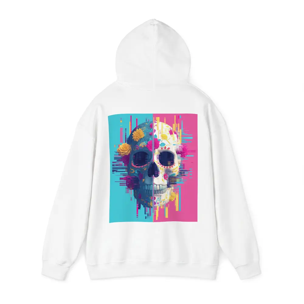 Glitch Sugar Skull Floral Split Design – Hoodies