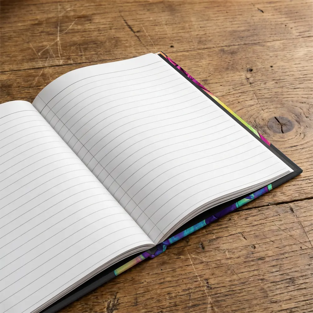 Rainbow Skull With Pink Bow Dark Background – Notebooks