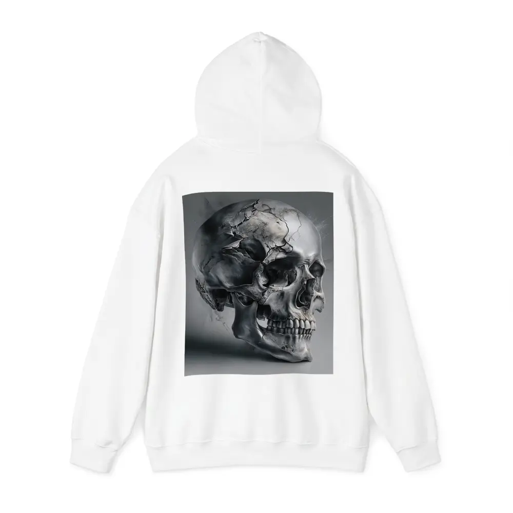 Cracked Metallic Skull Dark Gray Background – Hoodies