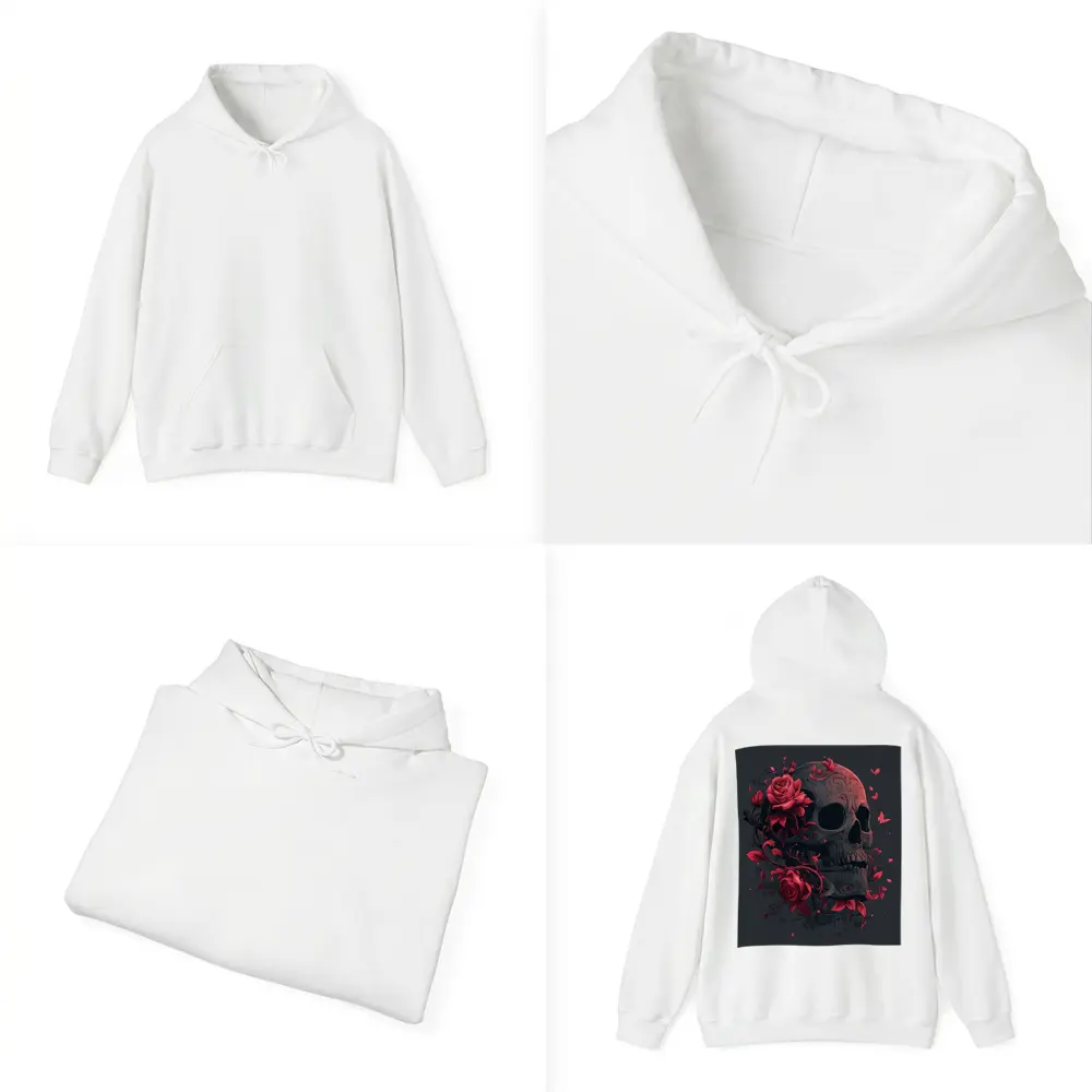 Dark Skull With Red Roses Gothic Art – Hoodies
