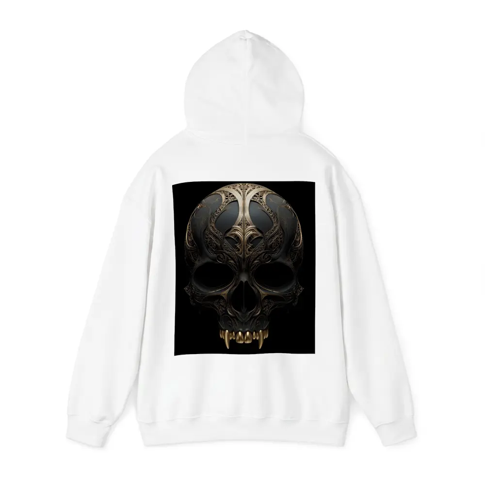 Dark Gothic Skull Gold Ornate Black Background – Hoodies