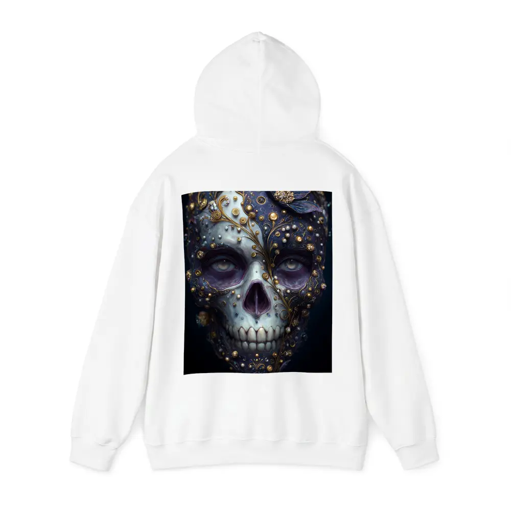 Ornate Sugar Skull Gold Floral Dark Background – Hoodies
