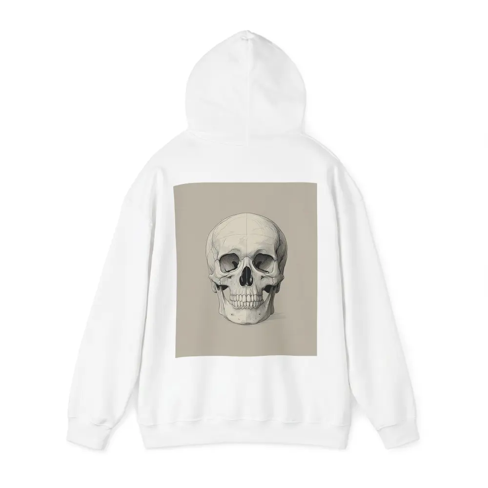 Human Skull Detailed Sketch Beige Background – Hoodies