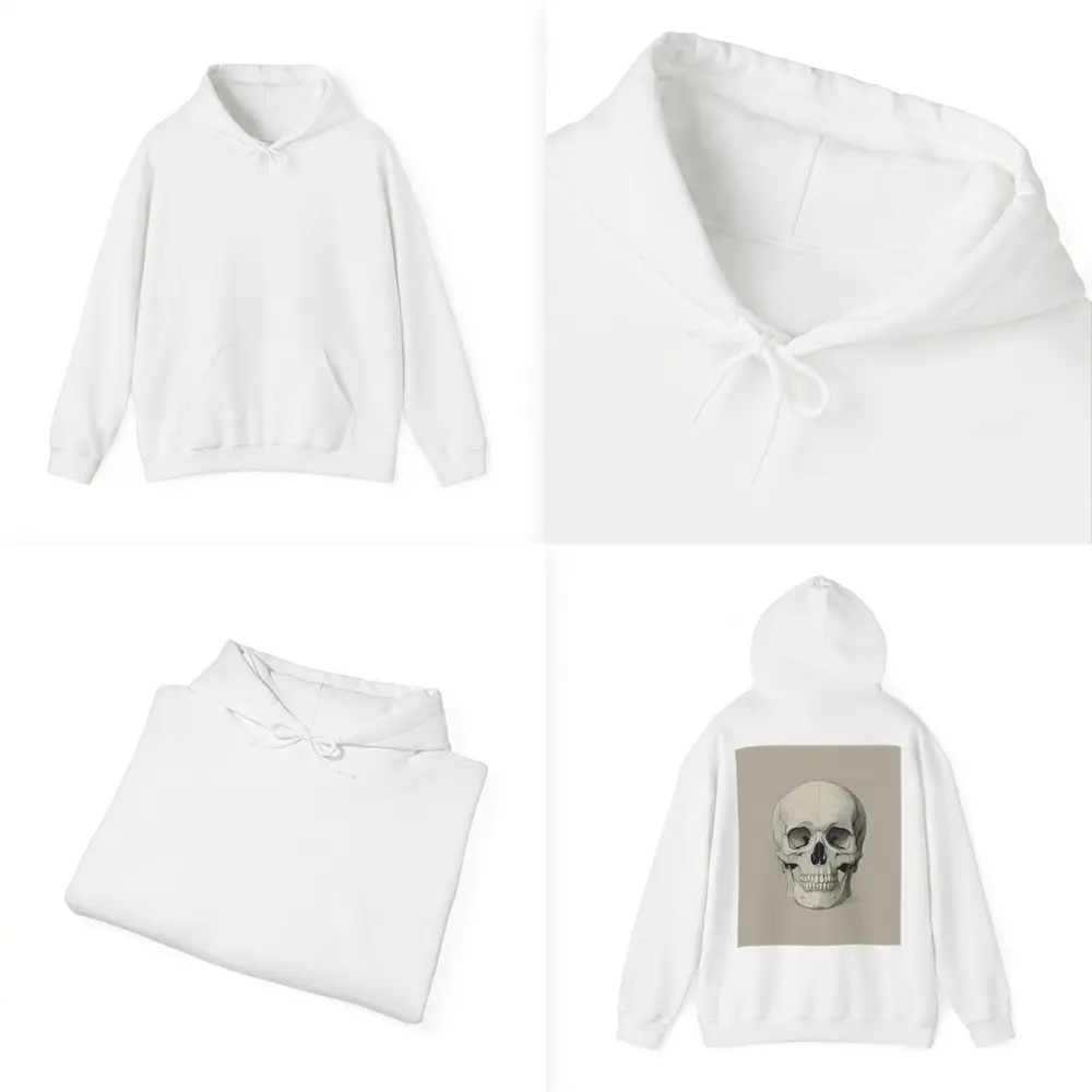 Human Skull Detailed Sketch Beige Background – Hoodies