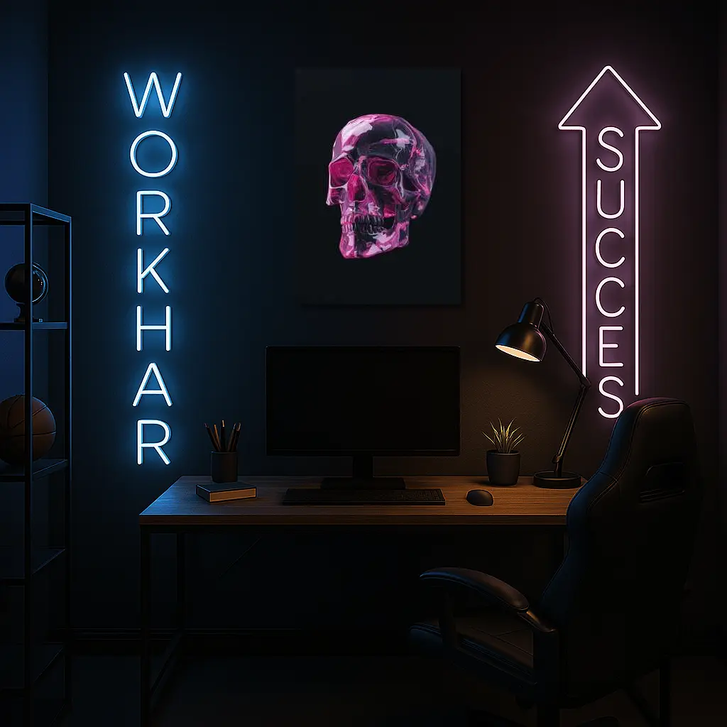 Pink Crystal Skull On Black Background – Wall Art